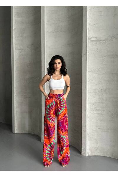 VOLT CLOTHİNG Women's Patterned Viscose Fabric Palazzo Trousers