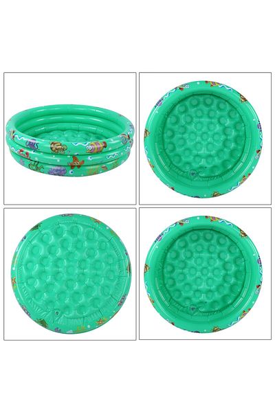 Joyful Box Round inflatable pool for children, Soft double base, 90 cm, Green