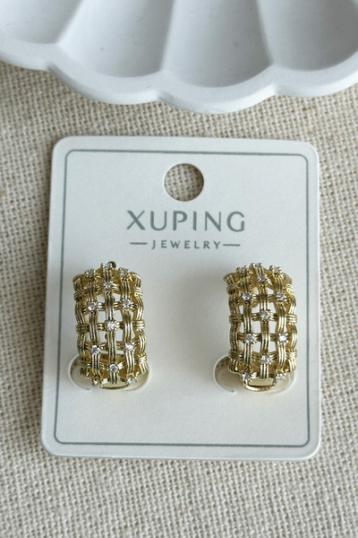 Modacaprea Xuping 14K Taşlı Örme Kadın Küpe – Kararmaz | Kadın Takı Xuping Küpe