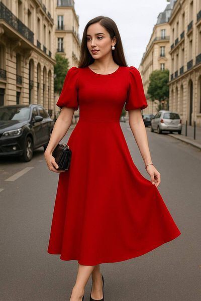 Varyete Balloon Sleeve Flared Evening Dress