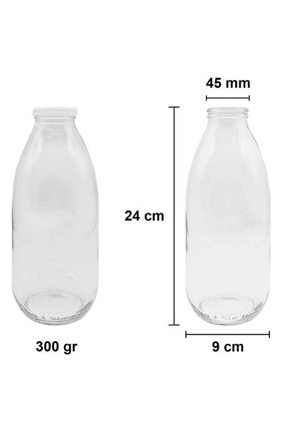 Rotanev 4 Pieces 1 Liter Transparent Jug Milk, Buttermilk, Water, Lemonade, Soft Drink Bottle Plastic Lid Glass Bottle
