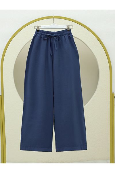 Modamorfo Ελαστική μέση με κορδόνια Loose Wide Leg Modal Fabric Casual Παντελόνι -indigo