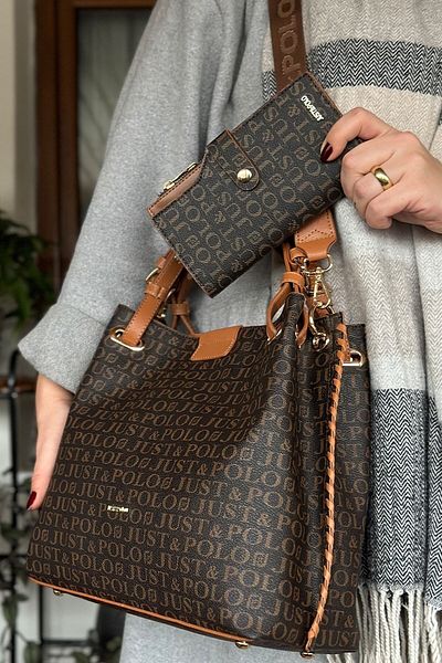 Just Polo JP Original Just Polo Special Design Large Size Casual Hand Knitted Wide Strap 4 Compartment Women's Shoulder Bag