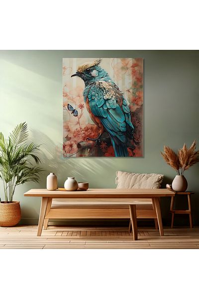 Artarilion Tabloul pe pânză cu design cu Pasărea Albastră pentru salon Decor modern de perete