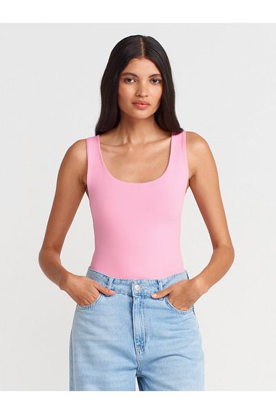 Dilvin 20977 Thick Strap Polyamide Undershirt-Pink