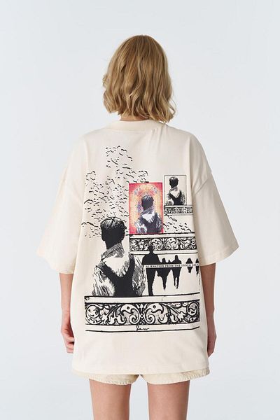 CANMODA Alienation Oversize T-Shirt – 100% Cotton -Stone