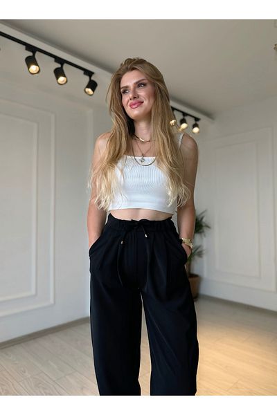 Store Premium Series Waist Drawstring Double Fabric Carrot Pants