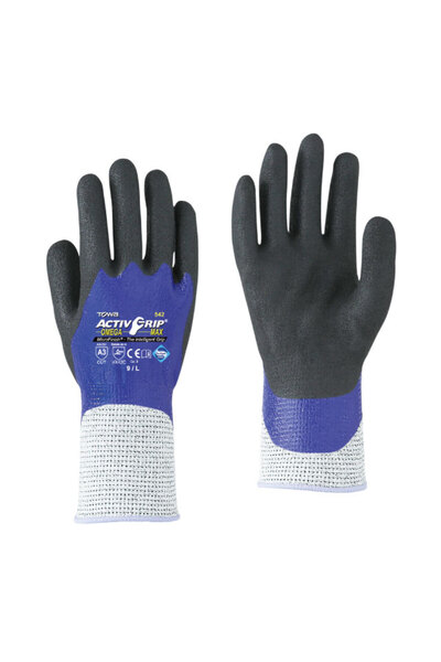 Towa -AG أوميجا ماكس 542 أكتيف جريب ™   MicroFinish على بطانة HPPE ®   قفازات العمل المطلية بالنيترايل