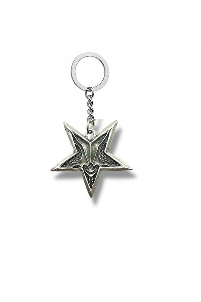 Herşey Nota Breloc unisex din metal cu pentagramă și figură de demon