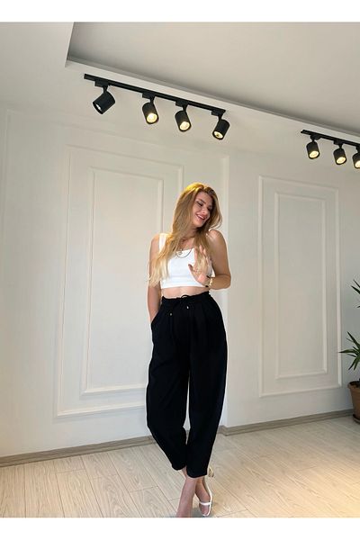 Store Premium Series Waist Drawstring Double Fabric Carrot Pants