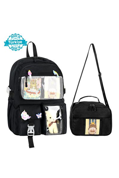 WMİLANO Kawaii Korean Style Elementary School Backpack Girl and Lunchbox Set with Thermos