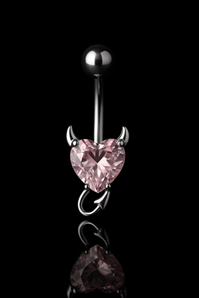 depozoom 316L Cerrahi Çelik Şeytan Kalp Kırıstal Zirkon Göbek piercingi