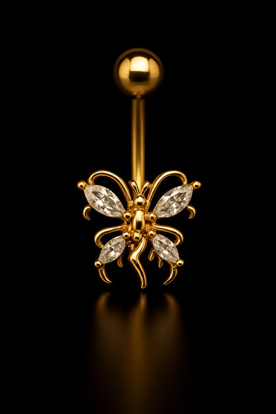 depozoom 316L Cerrahi Çelik Peri Kırıstal Zirkon Göbek piercingi