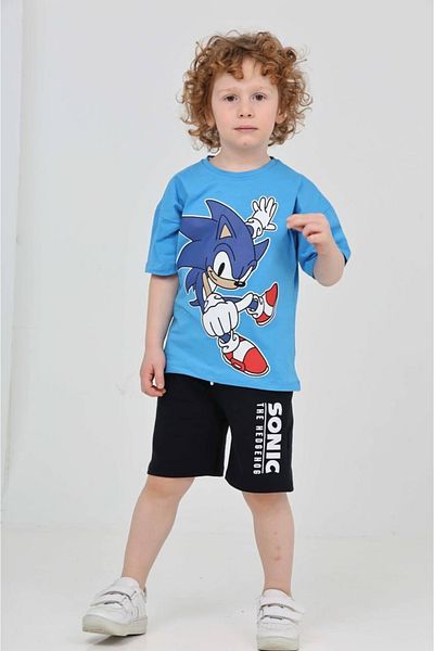 MİNİ İNOWESTA KİDS Sonic Pattern Boy Summer Shorts Thsort Bottom Top Suit