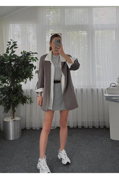 LUVESSE Karmen Gri Şort Etek