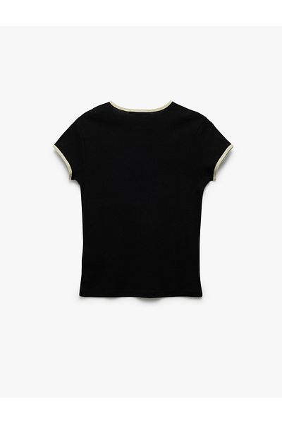 Koton Tricou cu mânecă scurtă și decolteu crew din bumbac de sezon nou