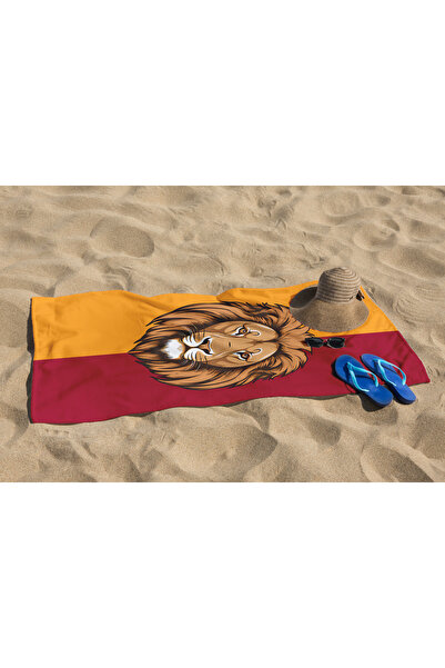 Erays Home Yellow Red Lion Digital Printed Beach Towel Unisex Beach Towel Sea Towel