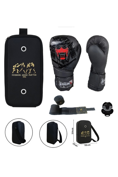 Dragondo قفازات ياكوزا للملاكمة، قفازات الملاكمة التايلاندية، مجموعة من 3 قفازات مع حقيبة حمل