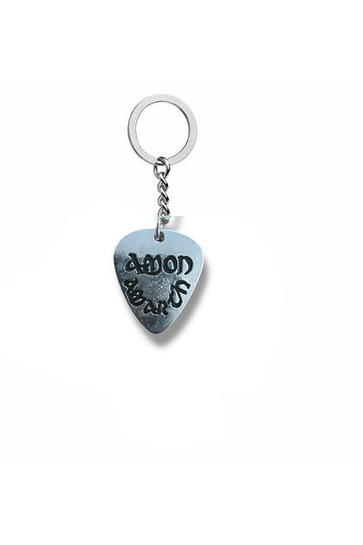 Herşey Nota Amon Amarth Rock Band Pen Shape Double Sided Rock Sign Metal Keychain