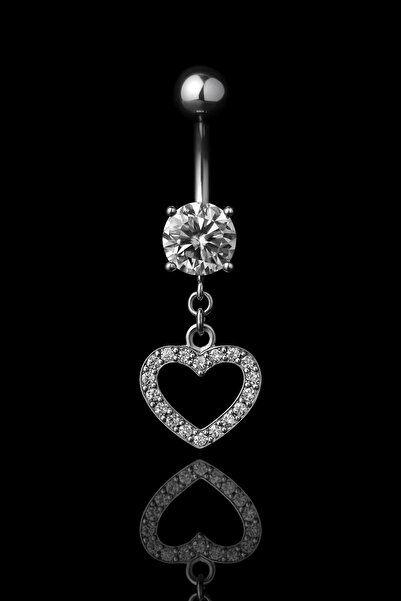 depozoom 316L Cerrahi Çelik Sallantılı Zirkon Kalp Göbek piercingi