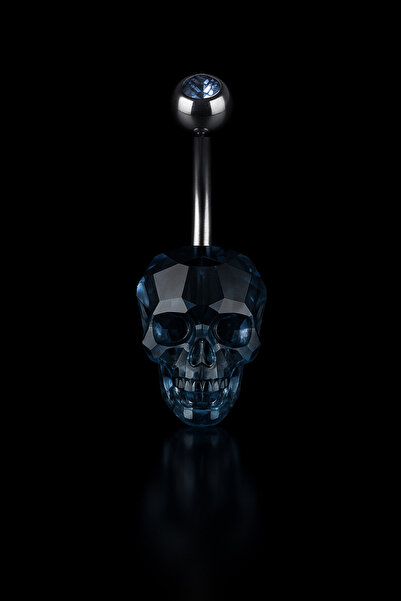 depozoom 316L Cerrahi Çelik Kurukafa Kristal Zirkon Göbek piercingi