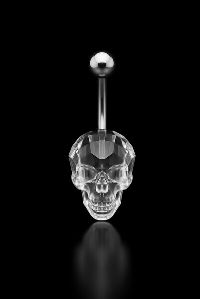 depozoom 316L Cerrahi Çelik Kurukafa Kristal Zirkon Göbek piercingi