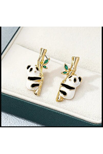 ORGANICYOU QUINGDA Vintage Panda Çivi Küpeler - Günlük Kıyafetler için Sevimli