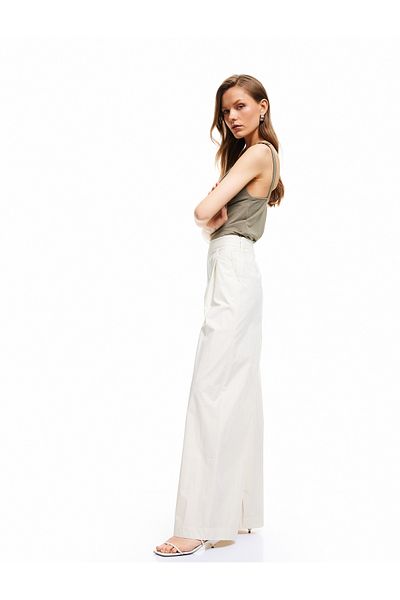 Koton New Season Koton X Sima Tarkan - Wide Leg Palazzo Pants with Pocket and Pleat Detail