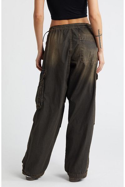 september island Brownish Navy Blue Oversize Cargo Pocket Trousers