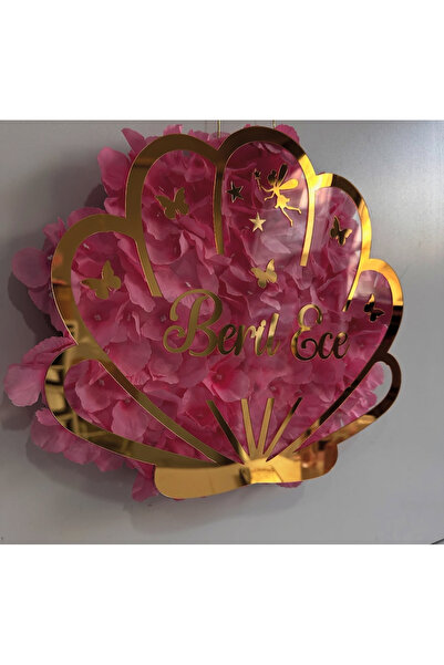 renkli mi renkli tasarım dünyası Çiçekli pleksi gold bebek kapı süsü isimli y...