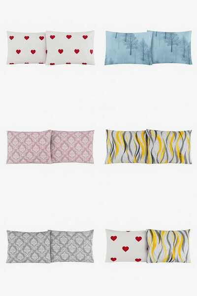 Loova 10 Adet Yastık kılıfı %100 pamuklu fermuarlı lüx kılıf 5 farklı desenli