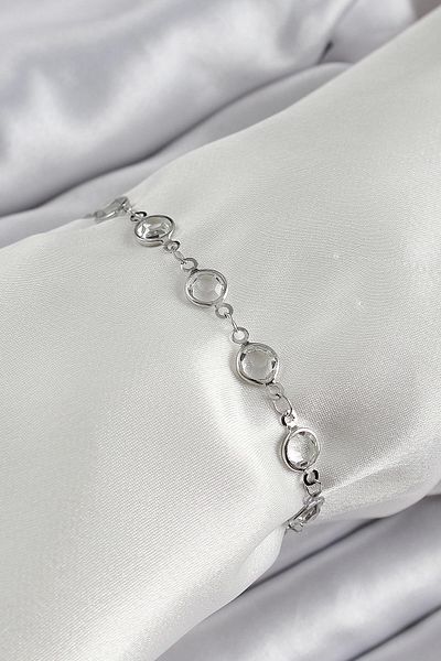 Clariss Brass Silver Color Zircon Stone Bracelet