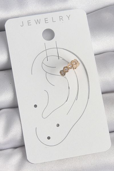 Clariss Brass Gold Color Zircon Stone Honeycomb Model Women's Cartilage Earrings
