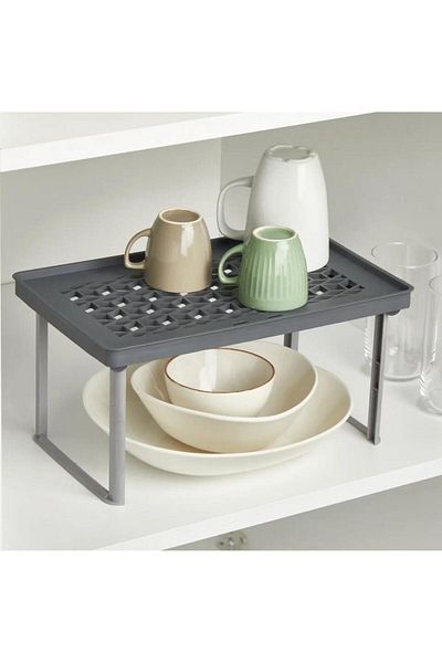 NY HOME Shelf Riser - Inside Cabinet Organizer Gray 2 Pcs