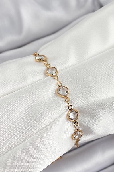 Clariss Brass Gold Color Zircon Stone Women's Bracelet