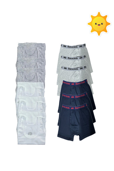 SİERNA Σετ 12 ανδρικών εσωρούχων για αγόρια, 6 εσώρουχα και 6 μπόξερ srn-001925