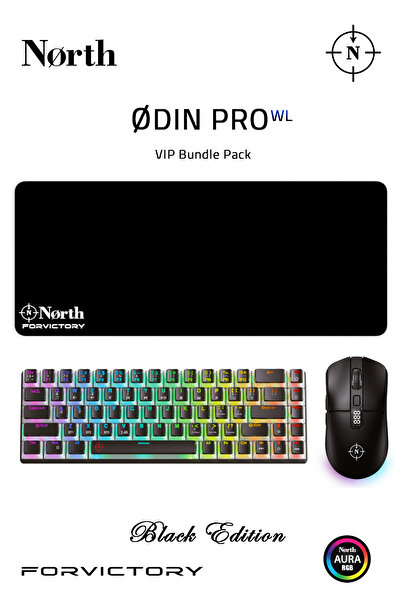 North Odin Pro WL Oyuncu Mouse + Odin Pro WL68 Oyuncu Klavyesi VIP Kablosuz O...