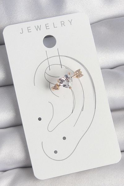 Clariss Brass Gold Color Zircon Stone Heart Arrow Model Women's Cartilage Earrings