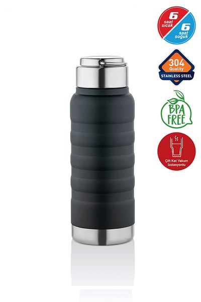Yaren Style 400 ml Black Stainless Steel Thermos – for Water, Soft Drinks, Tea |   Camping, School, Picnic, Serving & Catering