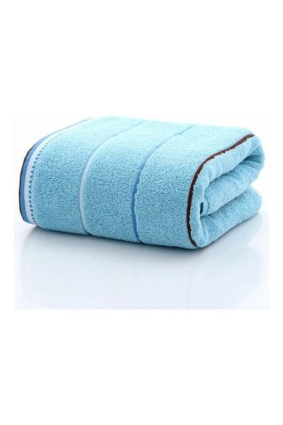 Generic منشفة حمام كبيرة من القطن الخالص باللون الأزرق 70×140 سم