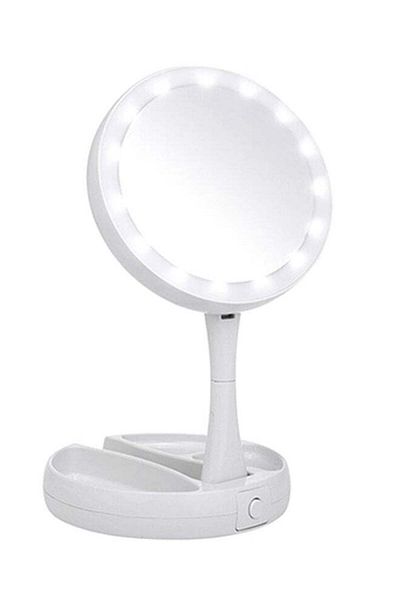 Generic Led Makeup Magnifying Mirror Storage Box White