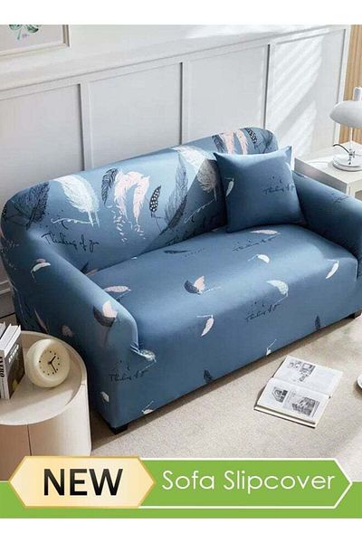 Generic DUNISO 2-Seater Stretch Sofa Slipcover, Printed Feather Soft Slipcover