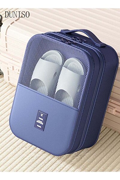 DOMEET Travel Shoe Bag, Portable Travel Shoe Bag, Daily Storage Bag With Handle, 22*30*15 cm Dark Blue