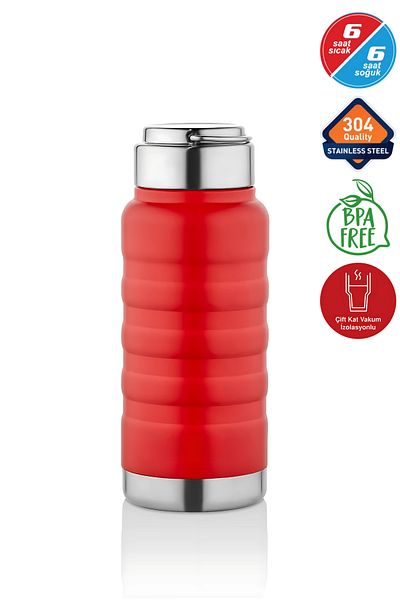Yaren Style 400 ml Red Stainless Steel Thermos – for Water, Soft Drinks, Tea |   Camping, School, Picnic, Serving & Catering