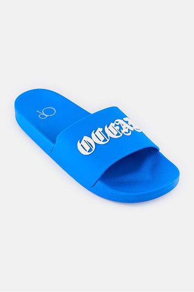 Ocean Pacific Men Brand Logo Slip On Slides, Blue