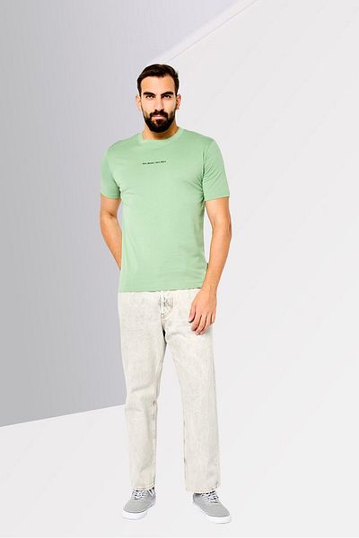 John Richmond Men Crew Neck Short Sleeve Graphic Print T-shirt, Dark Sage