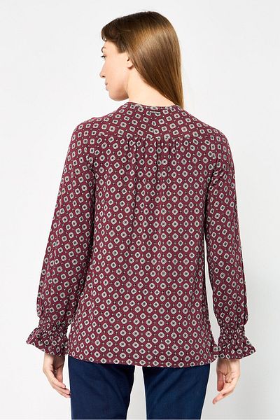 Michael Kors Women V-Neck Long Sleeves All Over Print Blouse, Multicolor