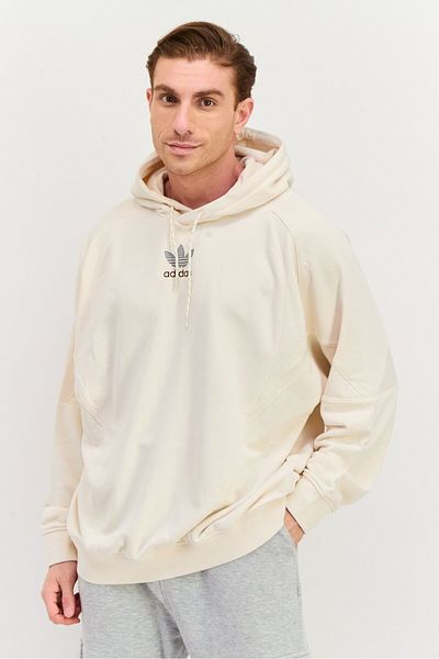 adidas Men Sportswear Fit Brand Logo Long Sleeves Outdoor Sweatshirt, Ivory