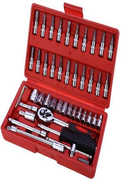 Generic 46-Piece Ratchet Wrench Combination Tools Kit 1/4 inch