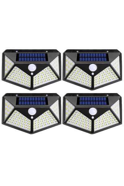 Generic Set 4 Lampi Solare cu Panou si Acumulator, 100 Led / Lumina Alba si 270 Grade Raza